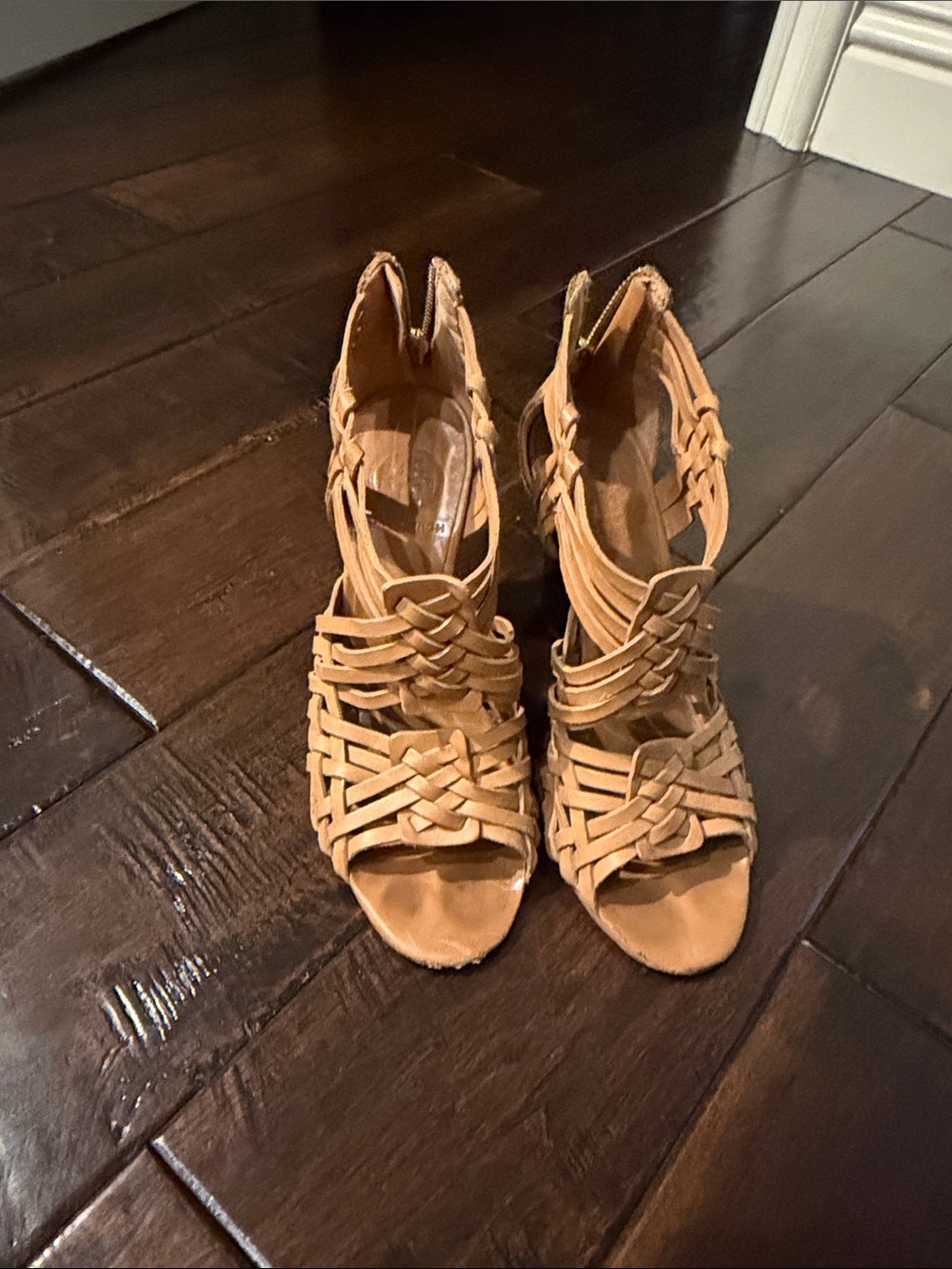 Tory Burch Tan Woven Strappy High Heel Sandals